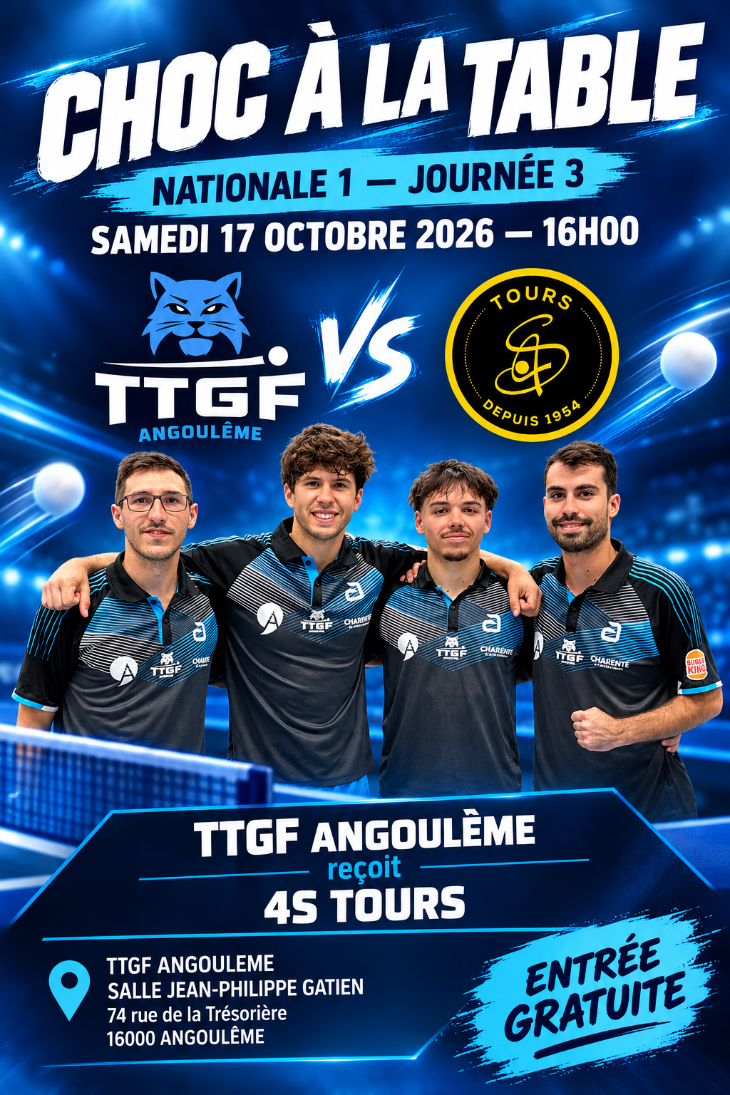 Vous consultez actuellement Nationale 1 – L&rsquo;avant Match : TTGF contre Tours le 17 octobre 2026